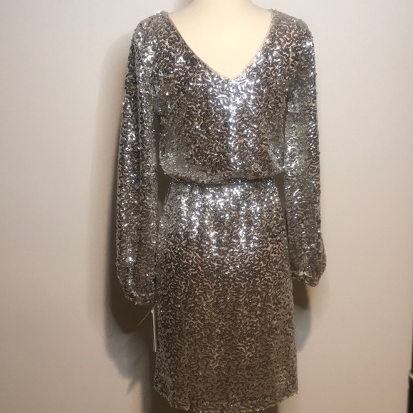 JULIA JORDAN Silver Metallic sequin mini Dress 2 NWT - Picture 7 of 14